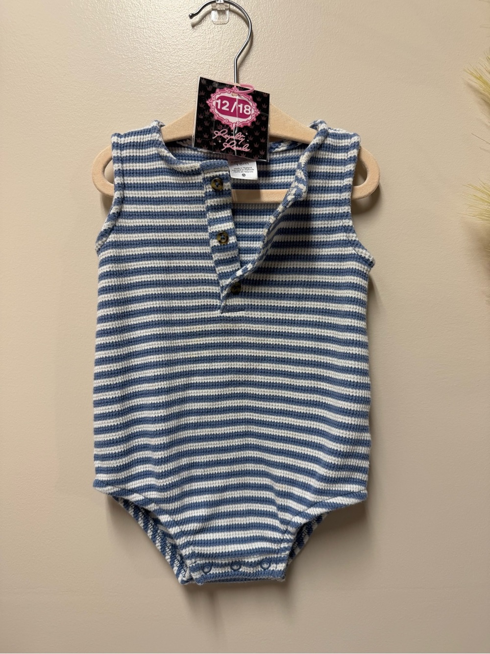 Carter's Blue and White Striped Knit Baby One-Piece Bodysuit
